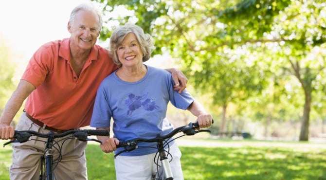 Senior couple bike ride